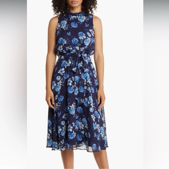 Eliza J Blue Floral Dress NWT 4 - Picture 1 of 4